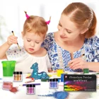 46 флаконовНабор Пудра хамелеон, улучшенный цветной переключатель, слюда, эпоксидная смола, силиконовая форма, жемчужный пигмент, рисование свечей, изготовление слайма