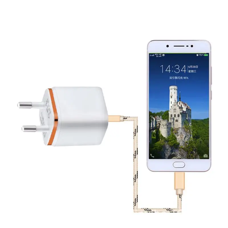Универсальное зарядное устройство с двумя USB-портами, 2,1 А, быстрая зарядка, вилка стандарта ЕС/США, портативный настенный мобильный телефон, зарядное устройство для IPhone, Huawei-5