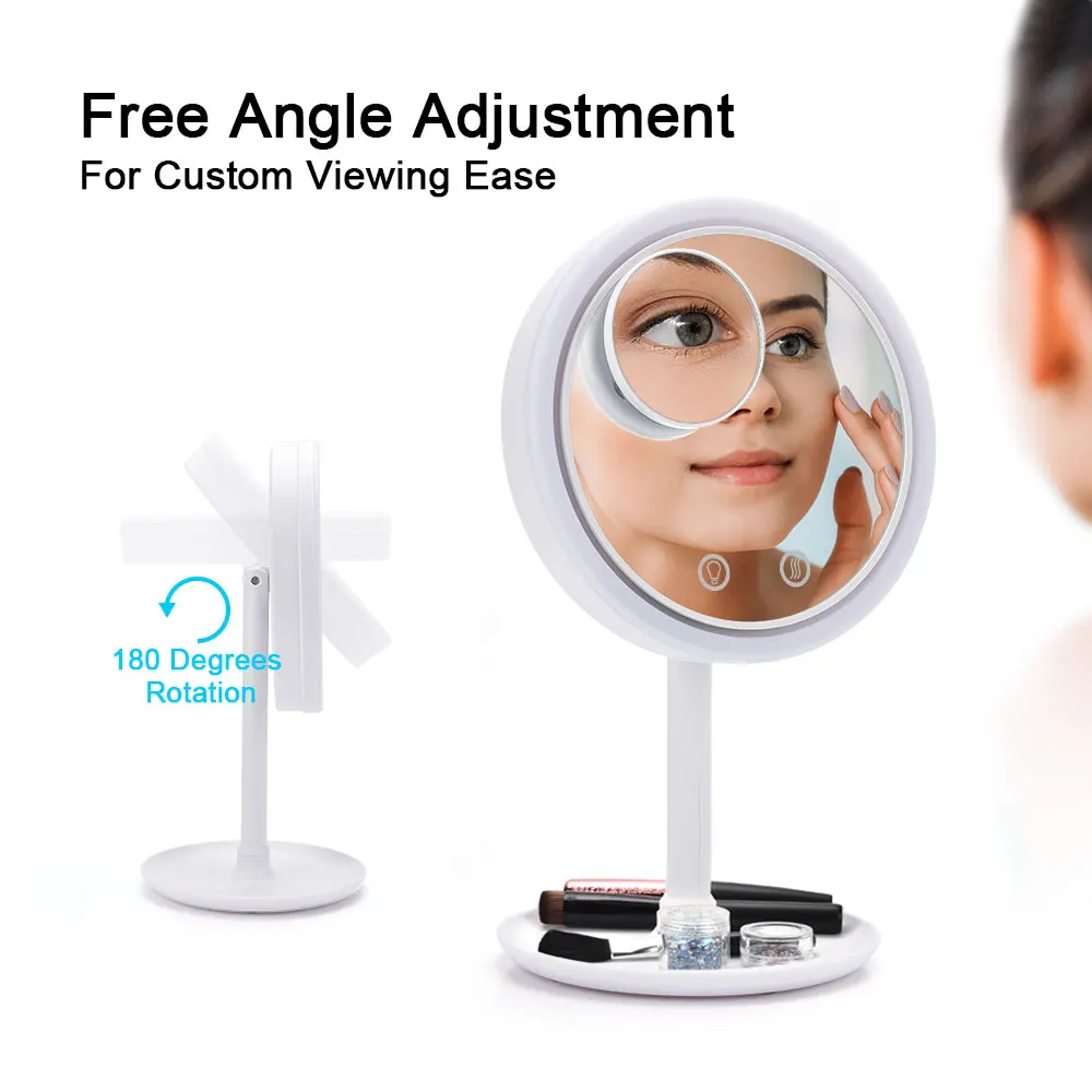 3 в 1 зеркало для макияжа с подсветкой вращение на 180 градусов|Зеркала макияжа| |