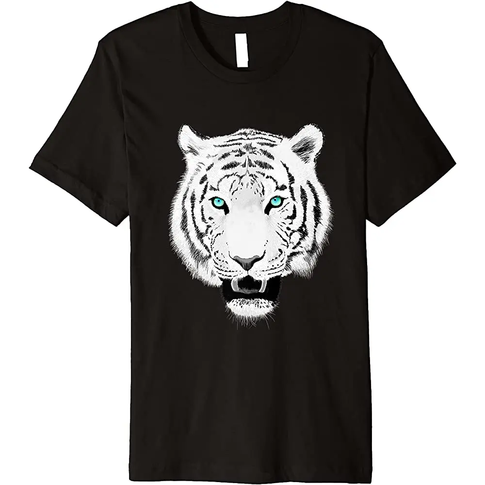 

Белая сибирская тигр лицо кошки дикой природы сафари искусство Премиум Футболка