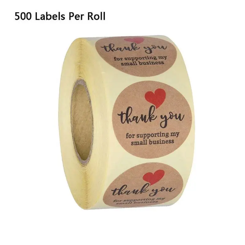 

500pcs Thank You for Supporting My Small Business Stickers Kraft Handmade Envelope Seal Label