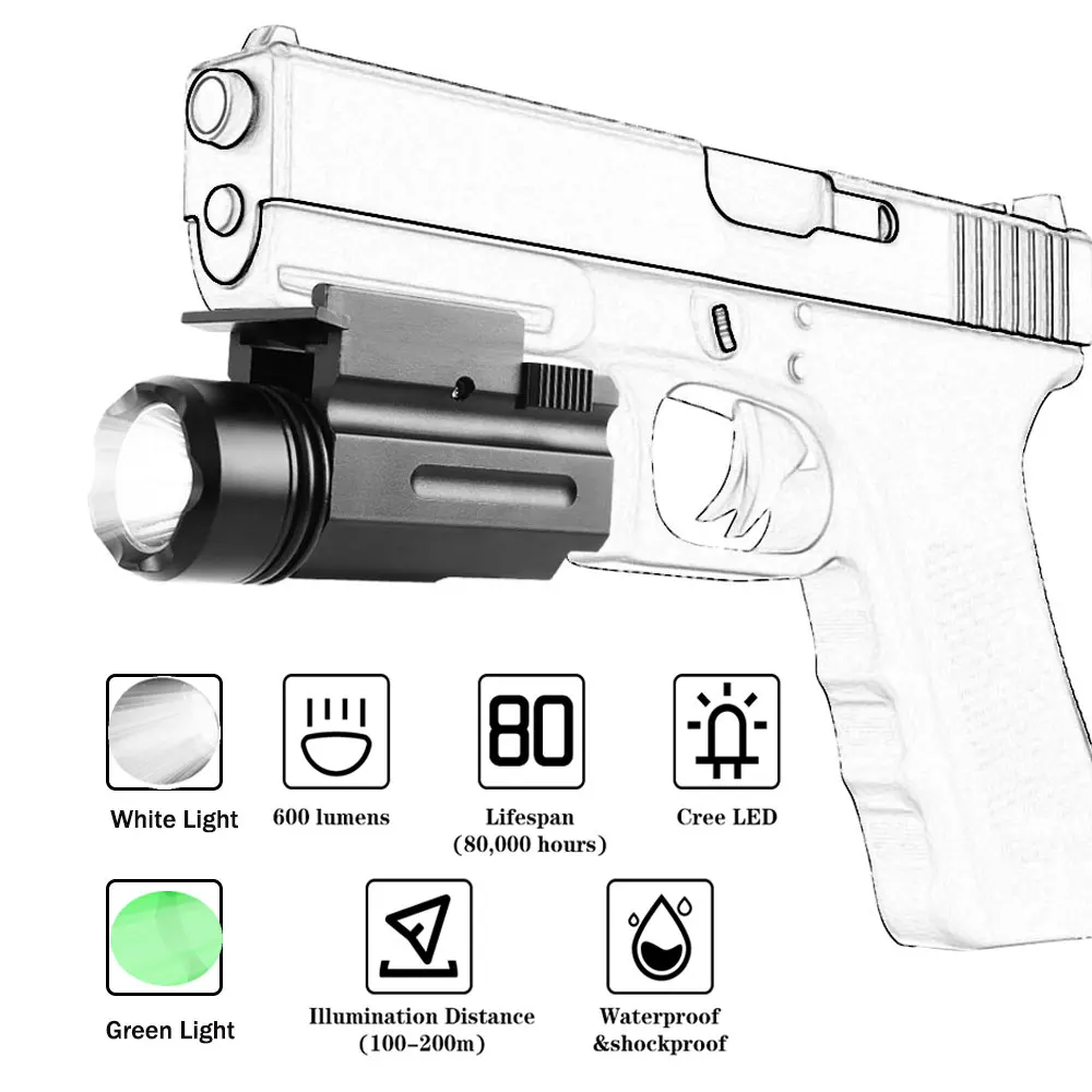 Страйкбол пистолет светильник QD Тактический белый зеленый светодиодный вспышки