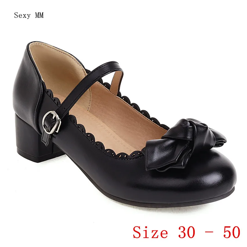 

Ladies Med Heel Mary Janes Shoes Square Women Pumps Office Career Shoes Med High Heels Kitten Heels Small Plus Size 30 - 50