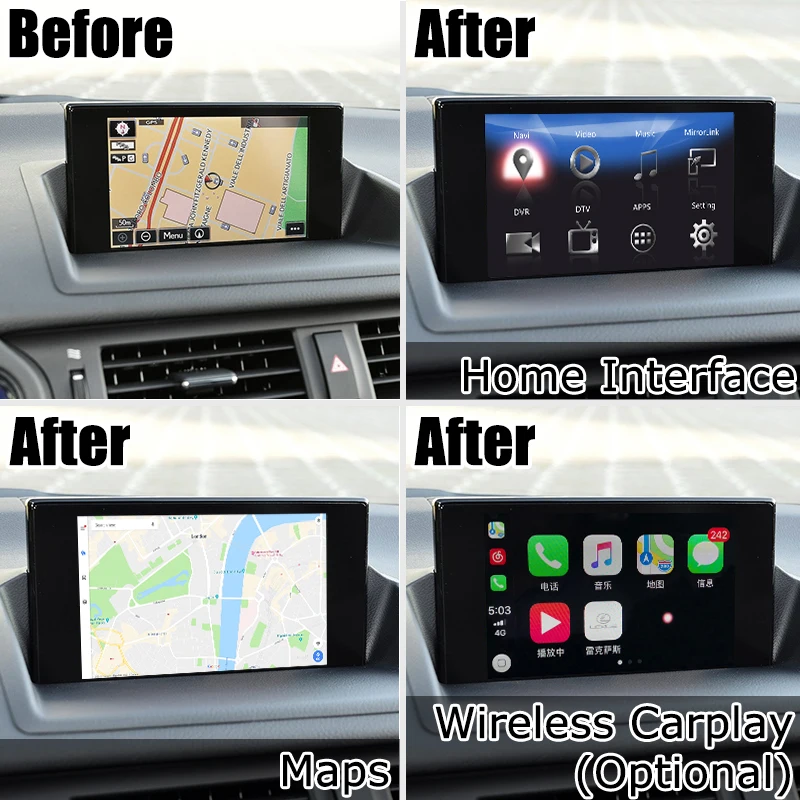 Android/carplay интерфейсная коробка для Lexus CT200h CT- и т. д. видео интерфейс с 10,25 android автоматическое управление waze по Lsailt