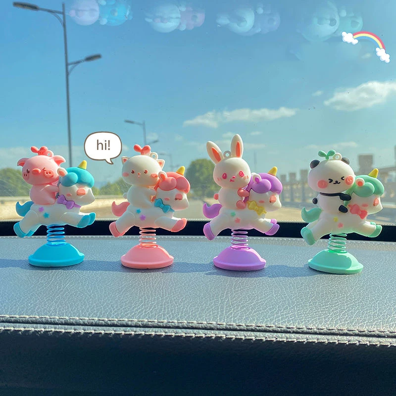 

4pcs/Set Car Cute Interior Accessories Shake Head Doll Cartoon Lovely Center Console Ornaments Car Spring Decoration Friend Gift