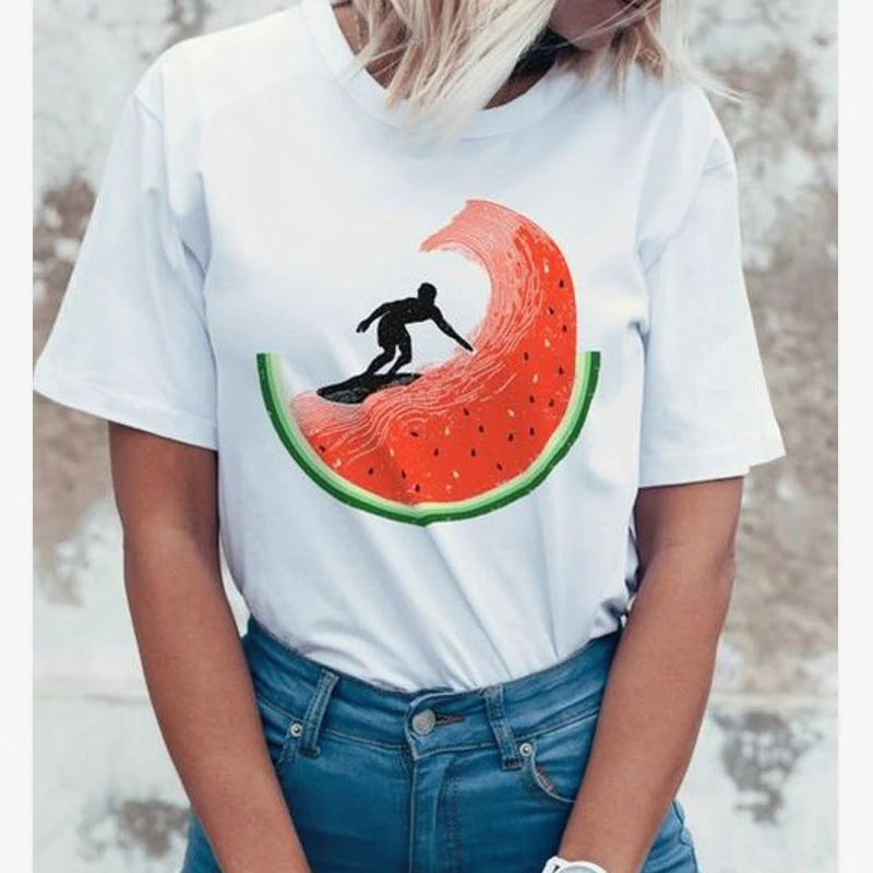 Женская футболка с морским серфингом фруктовым принтом женские рубашки размера