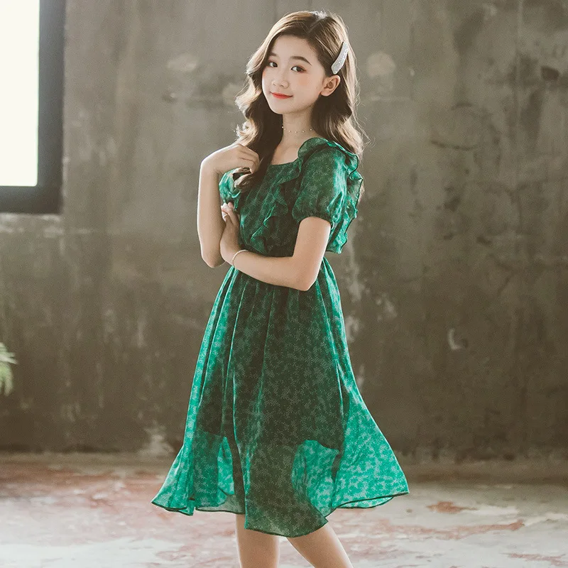 Платье для девочек шифоновое Сетчатое с цветочным принтом на возраст 3 4 5 6 7 8 9 10 11