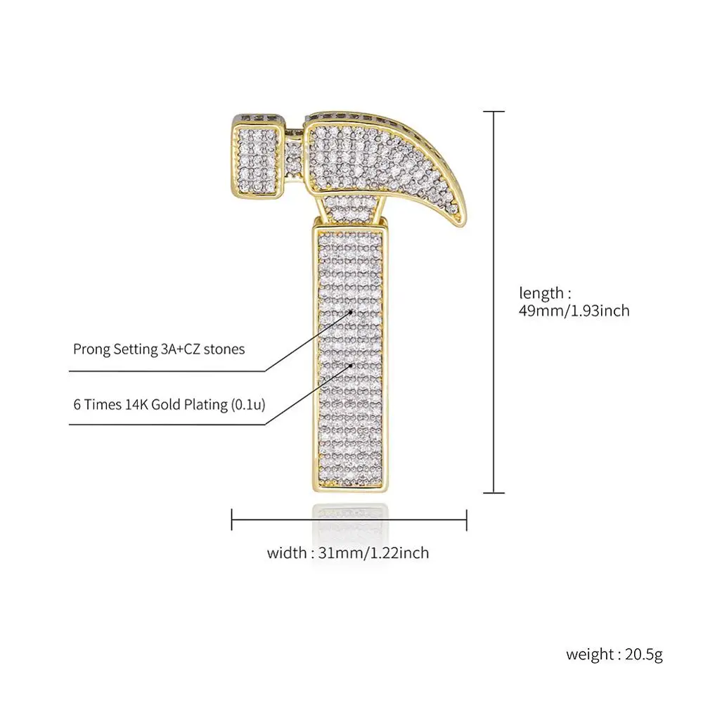 TOPGRILLZ кулон молоток со сверкающим цирконием кубический цирконий хип хоп модные