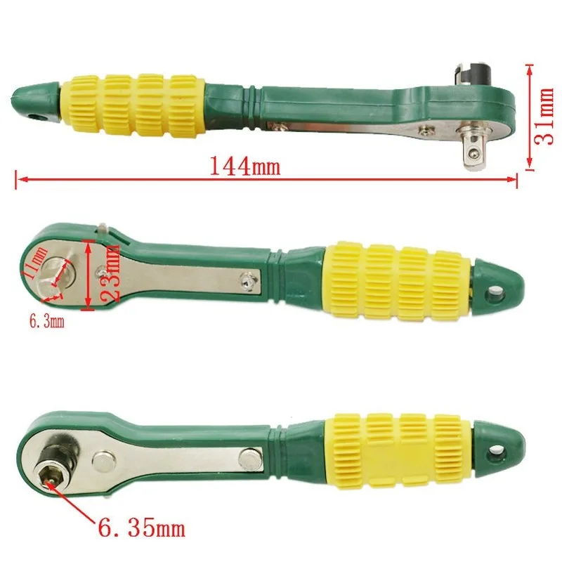 

New 6.35mm Mini 1/4 Head Screwdriver Pole Ratchet Socket Wrench With Dual-Head Car Repair Tool Accessory Hand Tools