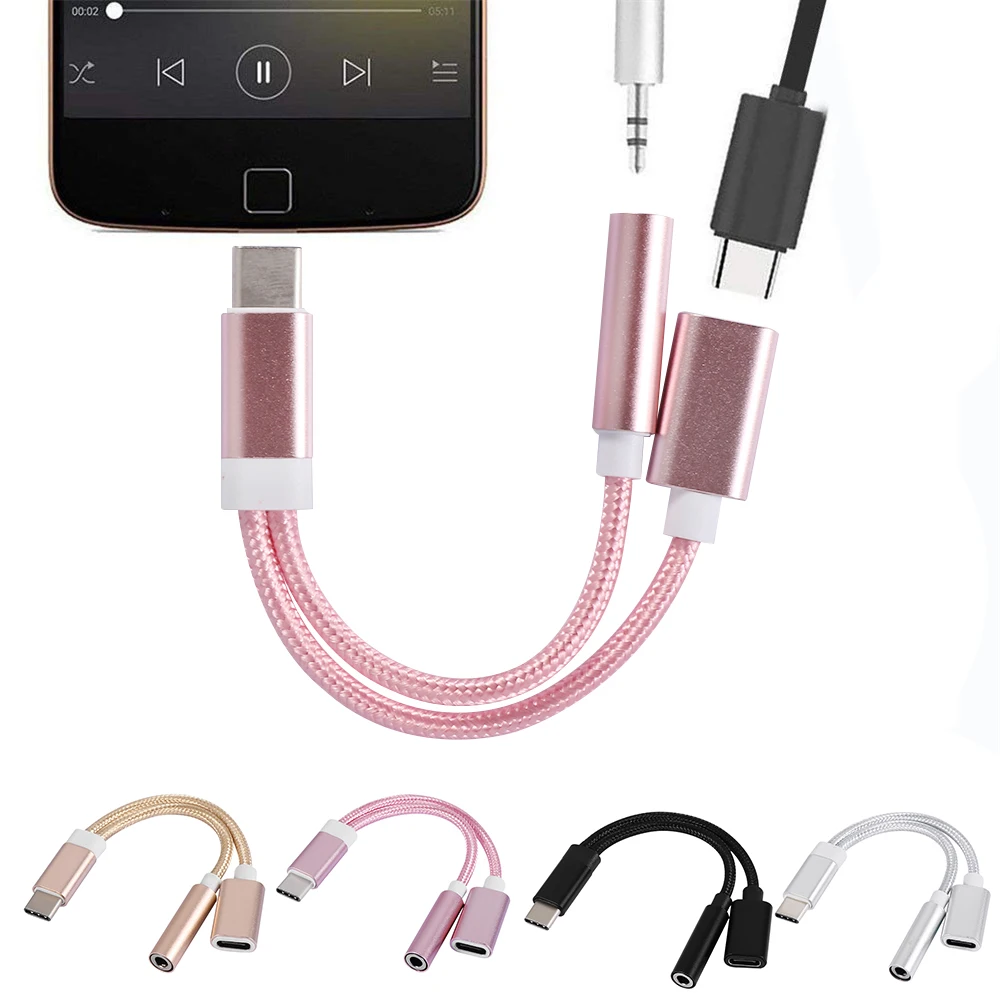 Новый горячий музыкальный аудио сплиттер под наушники конвертер 2в1 USB C Тип до 3 5