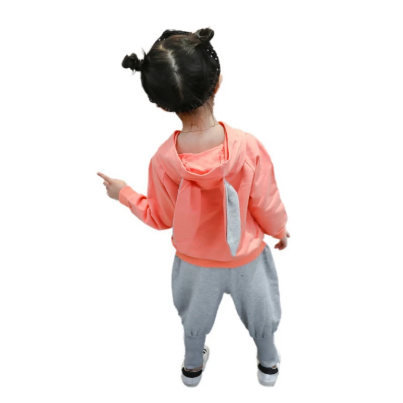 Осенняя толстовка с длинными рукавами и заячьими ушками для маленьких девочек