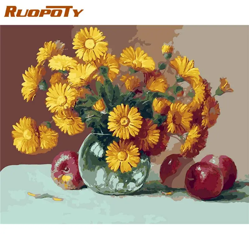 RUOPOTY яблоко и цветы DIY живопись по номерам для взрослых современные настенные