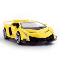 Yellow 1:32 Veneno литая под давлением модель автомобиля звуковой светильник вытяните назад автомобиль игрушка автомобиль подарок на день рождения коллекционная игрушка - Цвет: Yellow