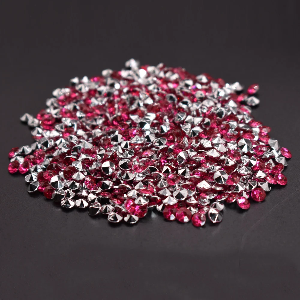 red silver 1000 шт 4,3 мм блестящие Прозрачные Акриловые Алмазные конфетти сверкающие Разбрасыватели конфетти для стола хрустальные украшения для свадебной вечеринки - Цвет: red silver