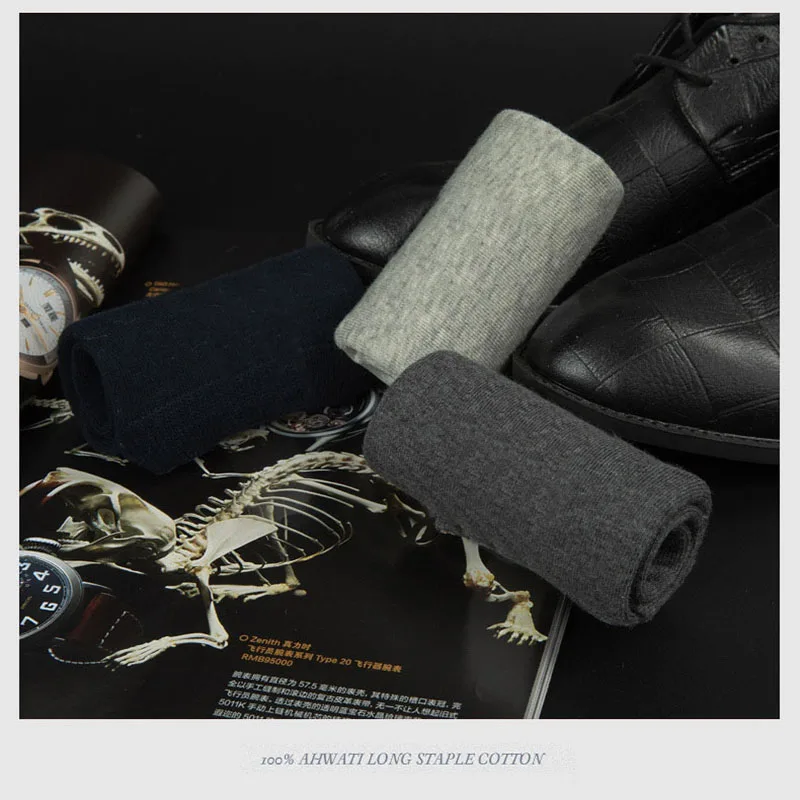 

5 Pairs/Lot Men's Cotton Socks Business Men Deodorant Crew Socks Breathable Male Solid Color US size(6-11) EU 38-45
