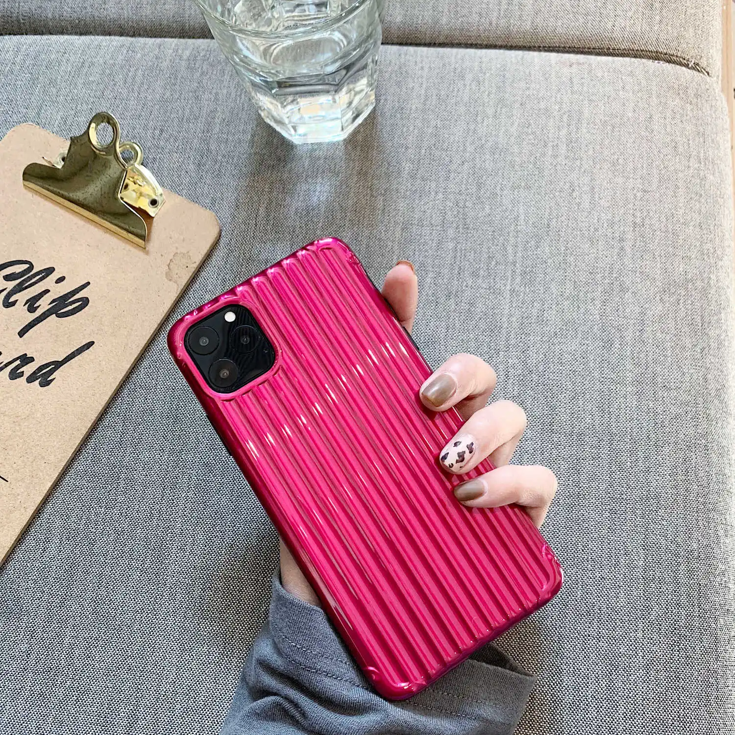Solid color trend of luggage plating For iPhone 11 Max XR X iphone XS 7 8 6S 7Plus Cases Bear Concave convex antiskid case |