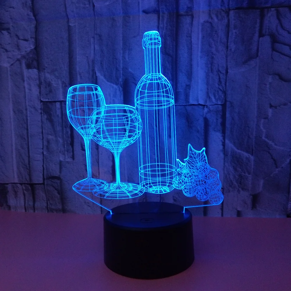 

Wine Bottle Modelling 3d LED Night Lights with 7 Colors Changing usb Table Desk Lamp for Bar Home Bedroom Decor Baby Sleep Lamp