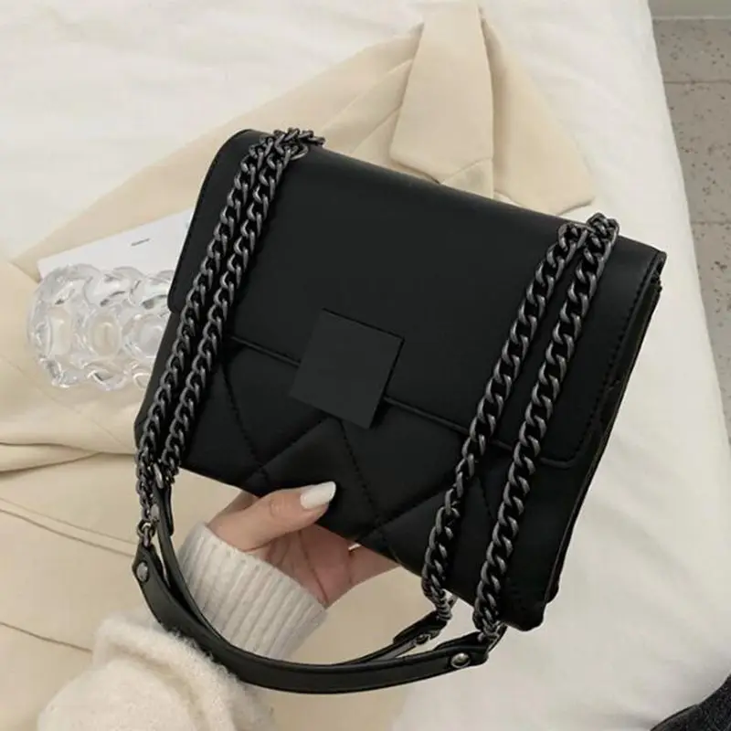 

Lattice Square Crossbody bag 2021 Fashion New High quality PU Leather Women's Designer Handbag Chain Shoulder balck Bag Lattice