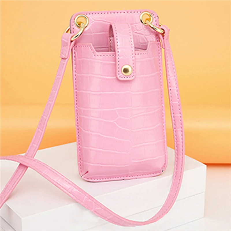 

2021 New Crocodile Skin Phone Shoulder Bag Women Cell Phone Bag For IPhone 11 Pro Max Phone Wallet Lady Cross Body Bags
