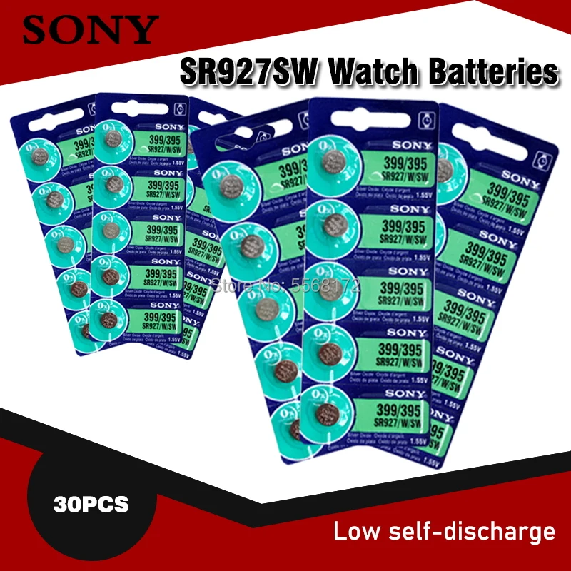 

30pc Sony 100% Original 395 SR927SW 399 SR927W LR927 AG7 1.55V Watch Battery SR927SW 395 Button Coin Cell MADE IN JAPAN