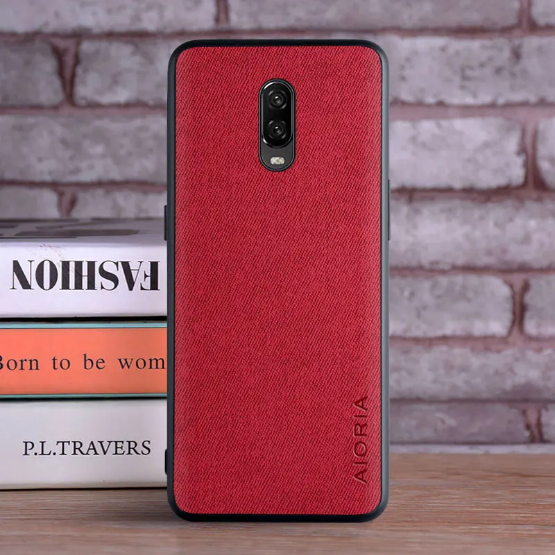 case for oneplus 6t 6 coque luxury textile leather skin soft tpu hard pc phone cover for oneplus 6t case funda free global shipping
