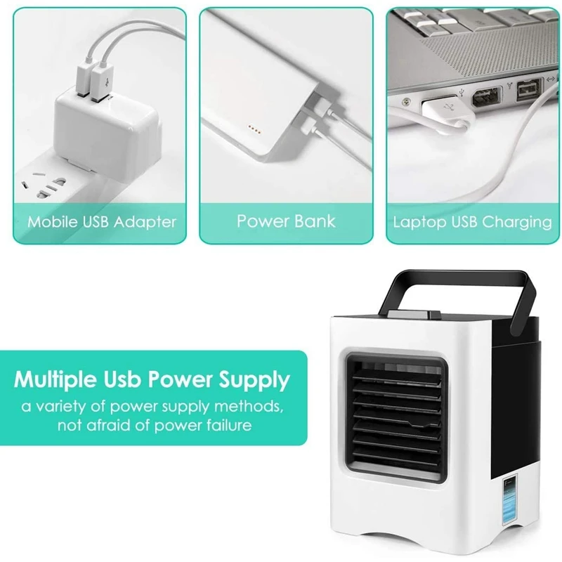 

Personal Space Air Conditioner, Air Cooler Mini USB Fan Purifier Humidifier Desktop Cooling Fan with 3 Speeds for Home