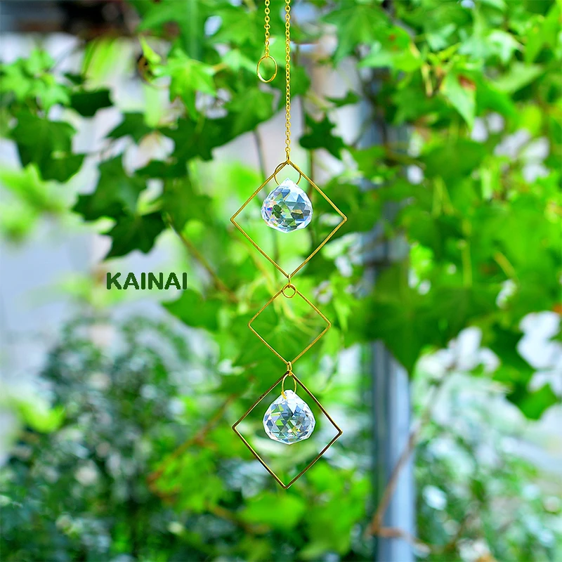 

KAINAI Geometry Copper Crystal Sun Catcher Rhombus Copper 20mm Prism Window Rainbow Maker Crystal garden outdoor feng shui