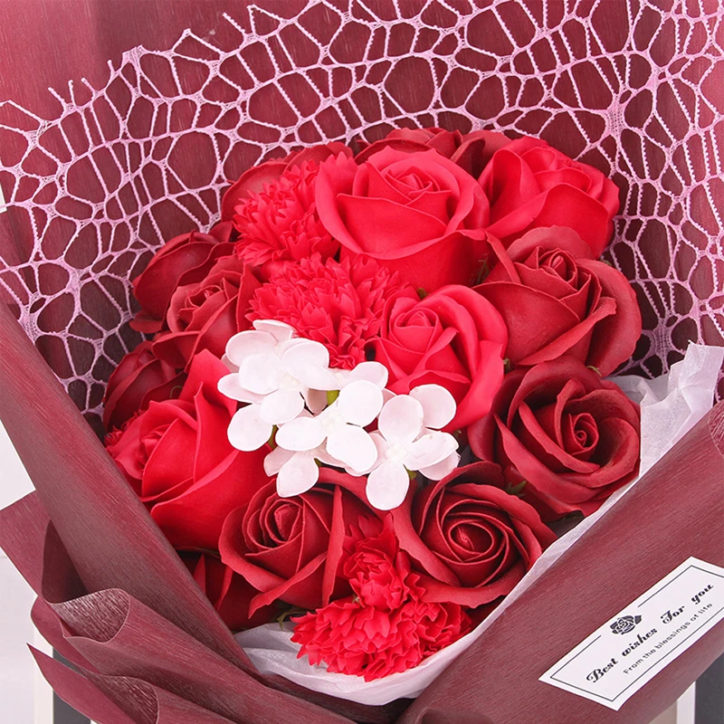 

Artificial Soap Rose with Gift Box Carnation Soap Bouquet Christmas Valentine's Day Creative Gift Home Party Wedding Decoration
