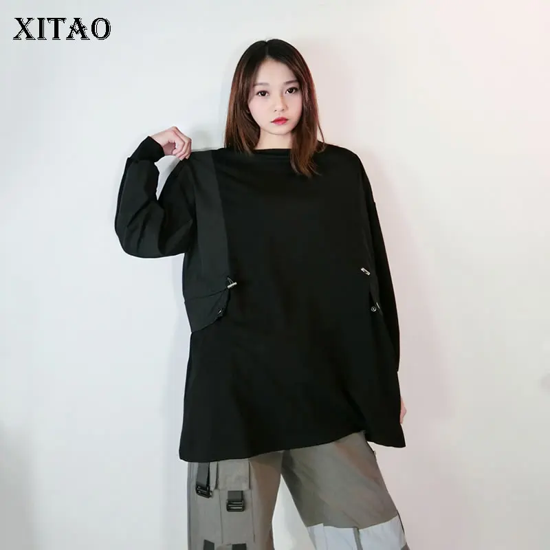 XITAO Повседневная Лоскутная Женская футболка с завязками на талии Модный Новый