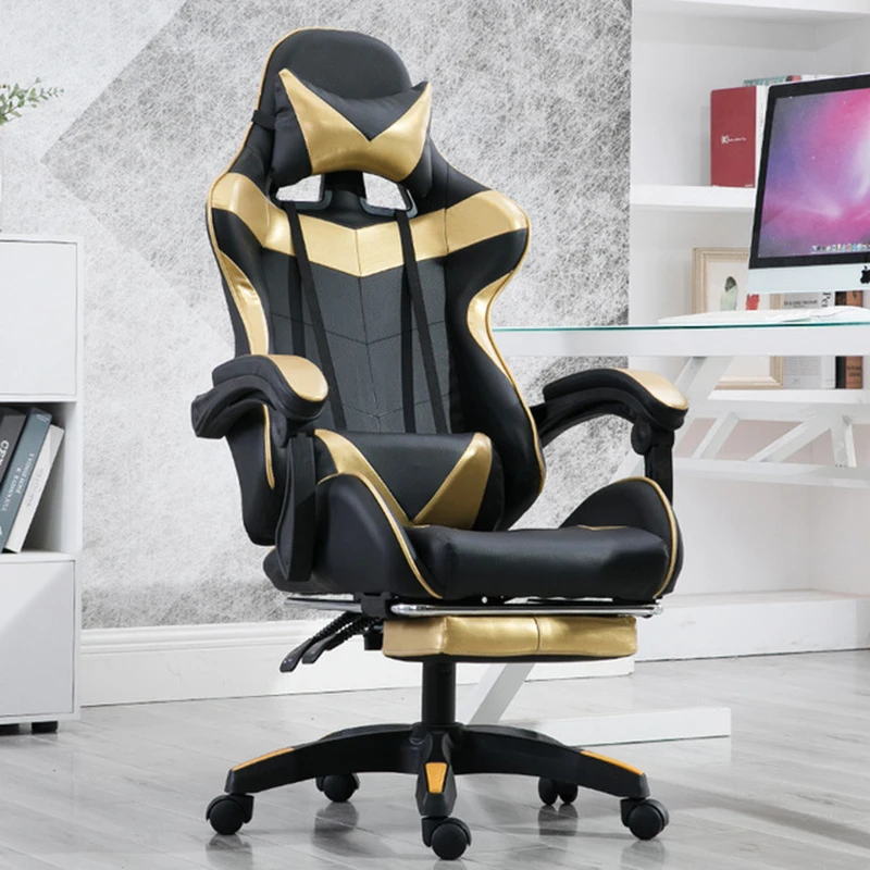 

Racing Seat E Games Chair Internet Office Reclining Chair with Footrest Seat Russia Lying Household Black Nylon Office Chair