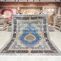 7x10 handmade silk persian carpet blue dome oriental area rug tj344a