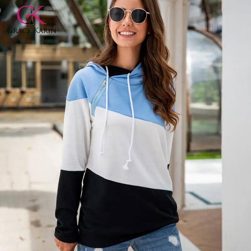 Grace Karin Женская толстовка пуловер с капюшоном и завязками топы осень 2019 новые