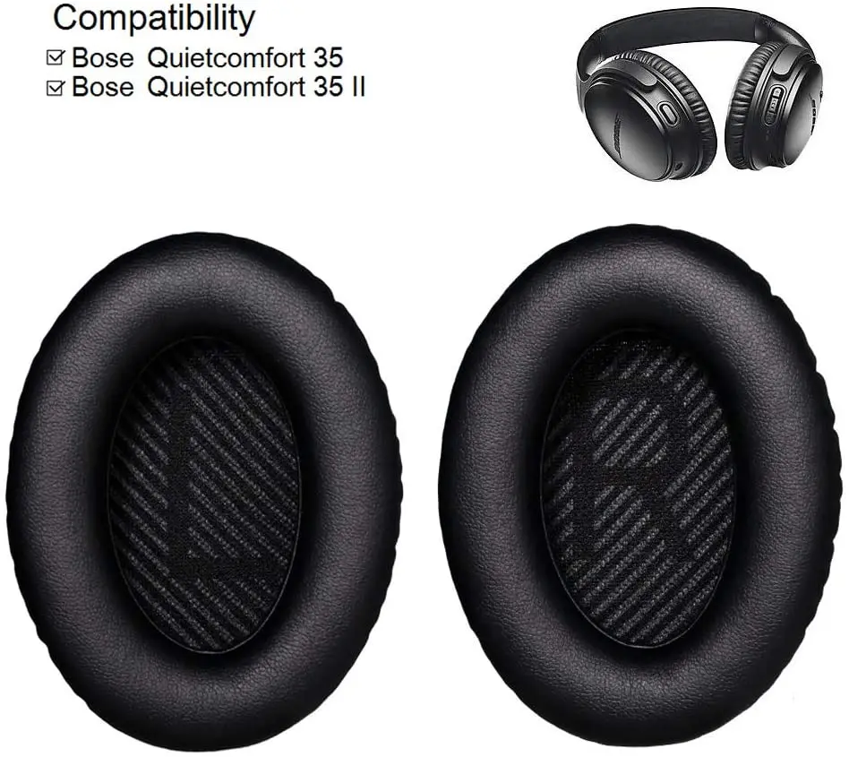 

Ear Cushions for Bose Quiet Comfort 35 (QC35) and QuietComfort 35 II (QC35 II) Headphones (QC35/QC35 II Ear Pads, Black)