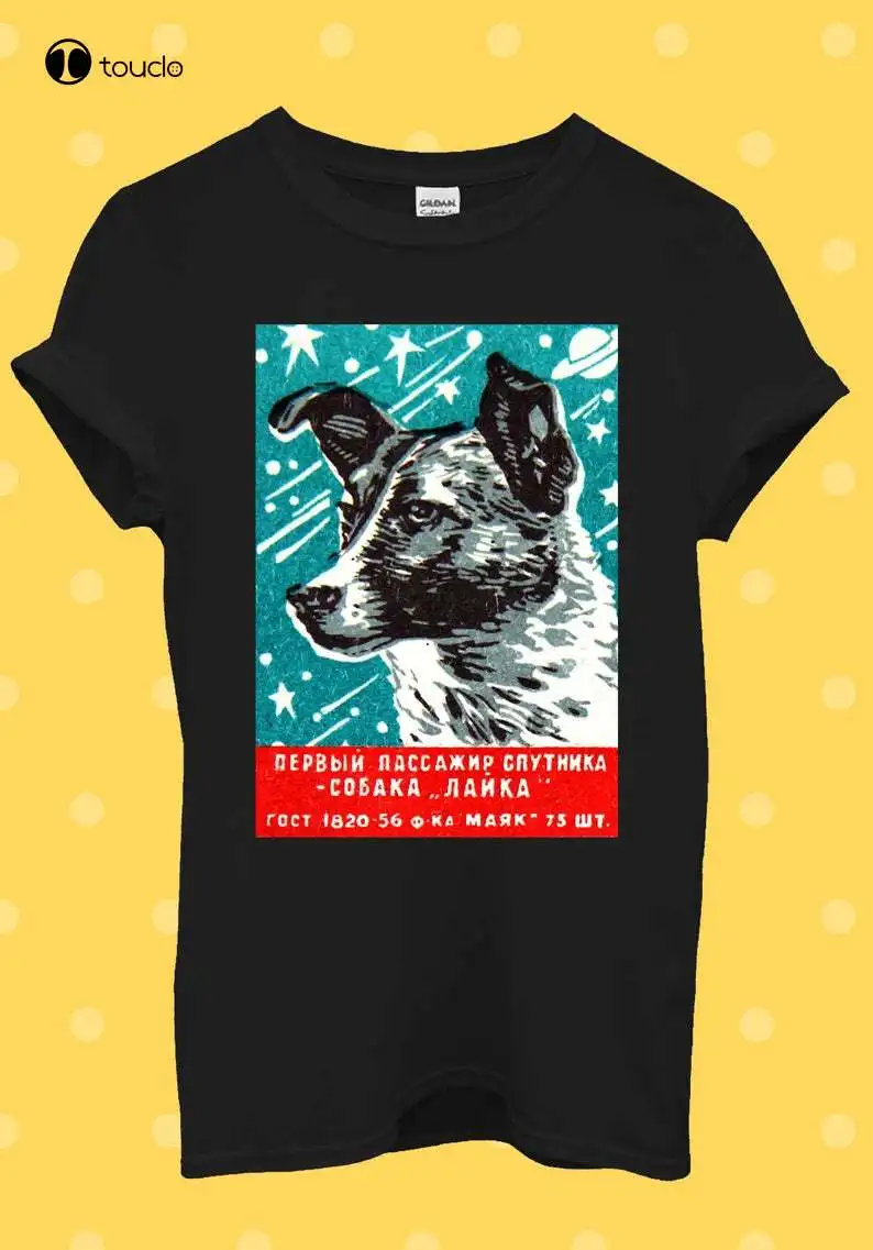 

Советская космическая собака Лайка крутая Ретро футболка для мужчин женщин мужчин унисекс мешковатая рубашка бойфренд хлопковая футболка ...