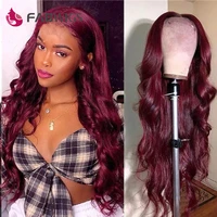 fabwigs 13x4 lace front wig burgundy 99j human hair wigs pre plucked brazilian body wave 4x4 lace closure wigs for black women
