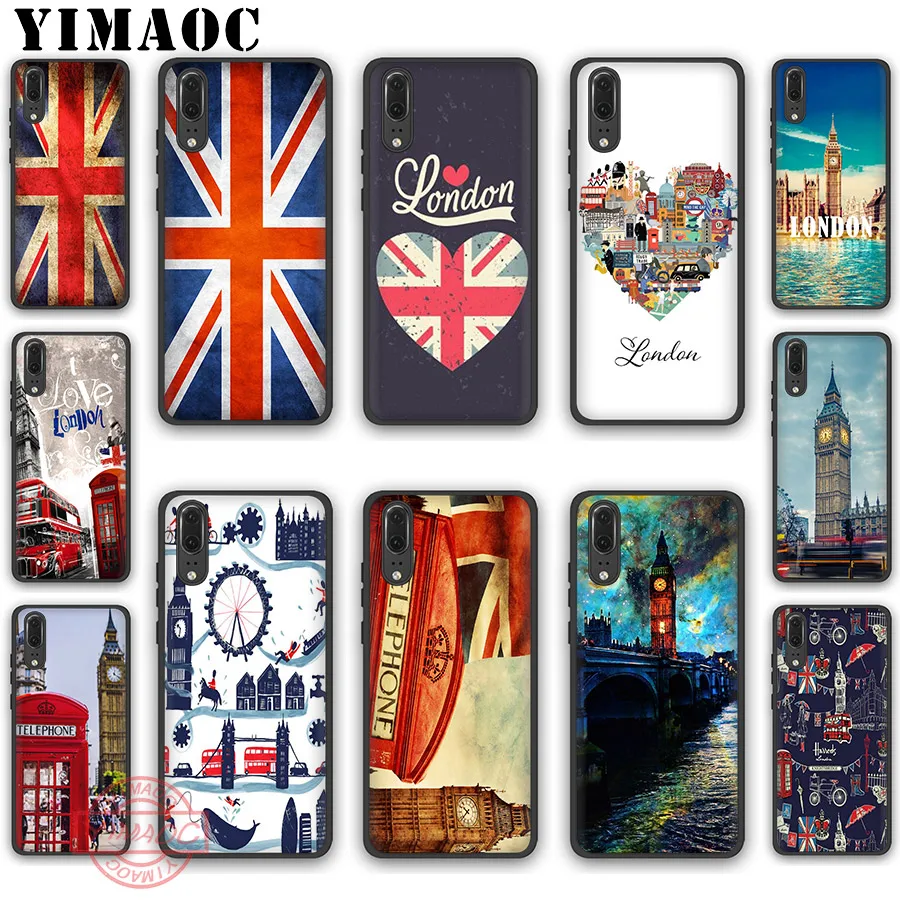 Мягкий силиконовый чехол YIMAOC с флагом Великобритании и Лондоном для Huawei P30 P20 Pro P10