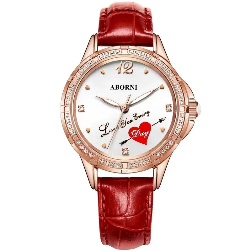 2019 Романтический Сердце женские часы кожаные повседневные с бриллиантамы