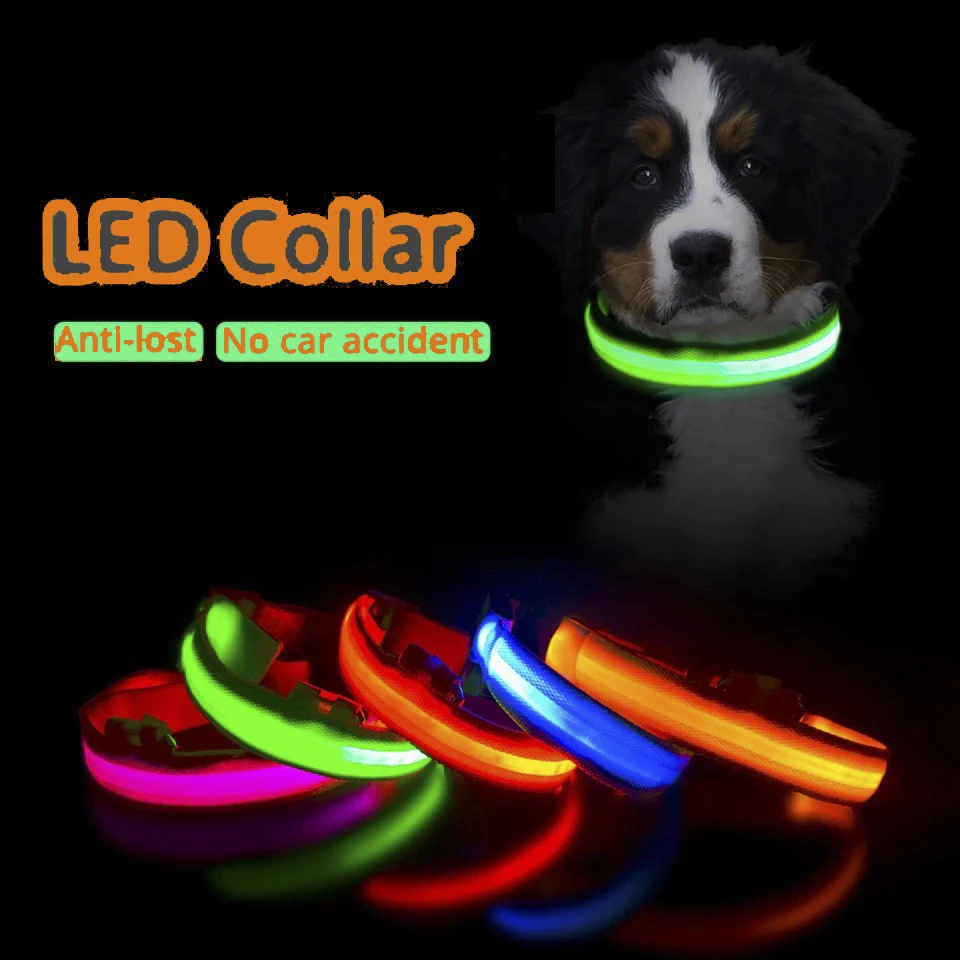 

Collier lumineux Anti-perte pour chien, anneau en maille mÃ©tallique, Led, fournitures pour animaux de compagnie