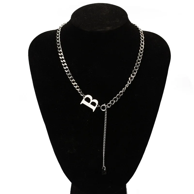 

Flashbuy New Thick Letter B Chain Choker Necklace Women Copper Alloy Minimalist Chunky Collar Necklace Jewelry