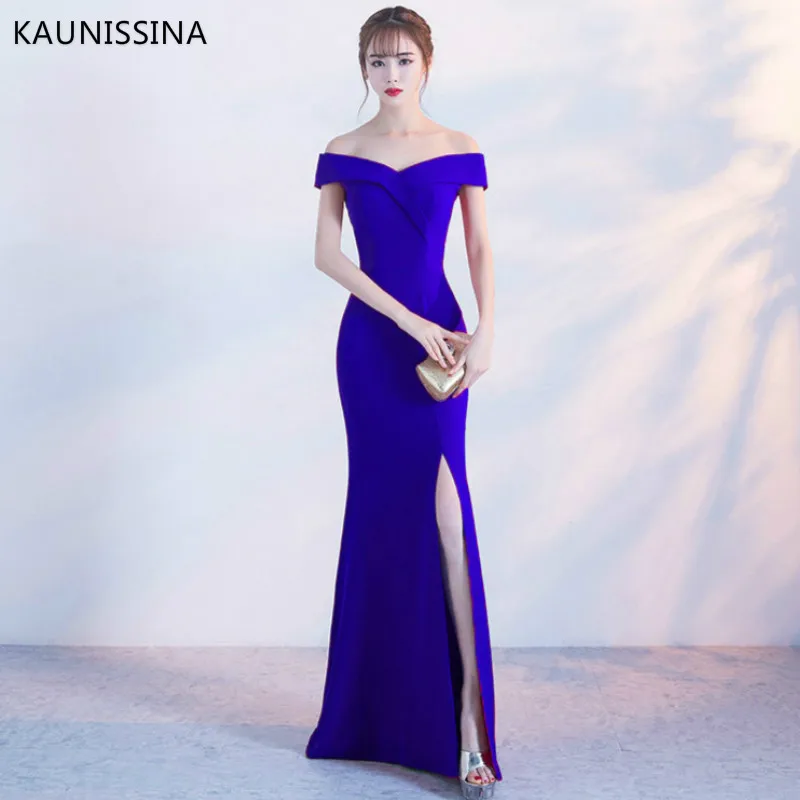 Женское вечернее платье с открытыми плечами KAUNISSINA Бордовое платье-русалка