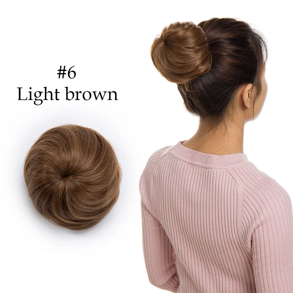 light brown Snoilite шнурок клип в шиньон волосы булочка синтетический пучок волос кусок шнурок updo волосы булочки для женщин кудрявые шиньон волосы - Цвет: light brown