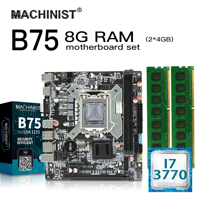 B75 LGA 1155 набор настольных материнских плат с процессором Intel I7 3770 LGA1155 8G(2*4G) DDR3 ram M ATX