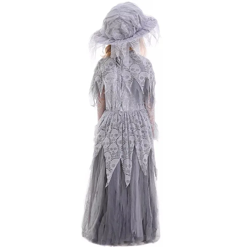 Детский костюм для девочек на Хэллоуин с принтом призрака трупа невесты черепа