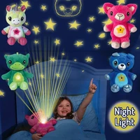 stuffed animal star projector lamp children bedroom led night light baby lamp decor pink unicorn plush toy table lamp