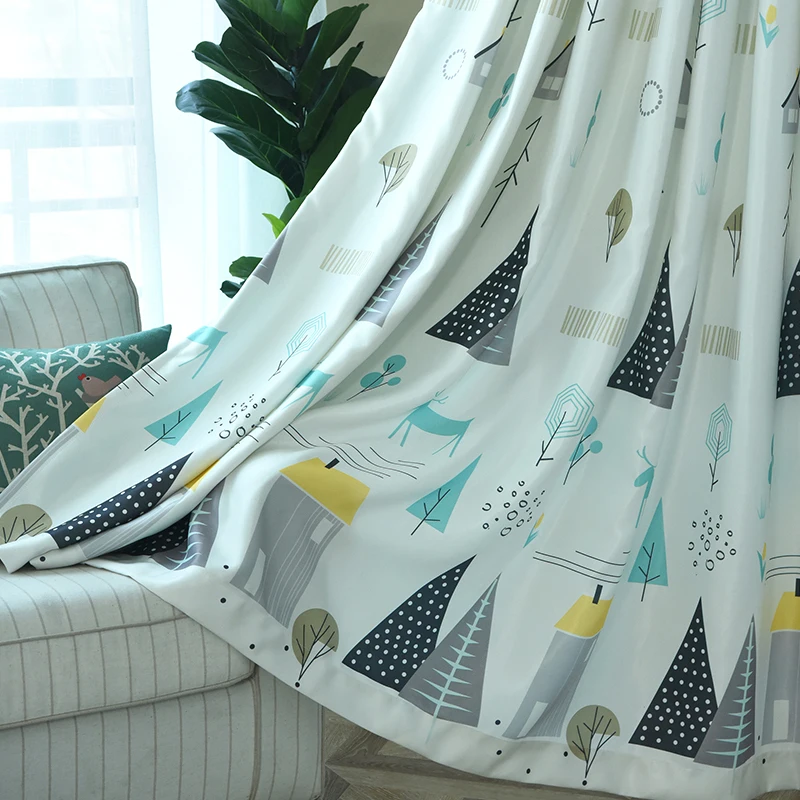 Шторы светонепроницаемые LISM в скандинавском стиле Мультяшные занавески с