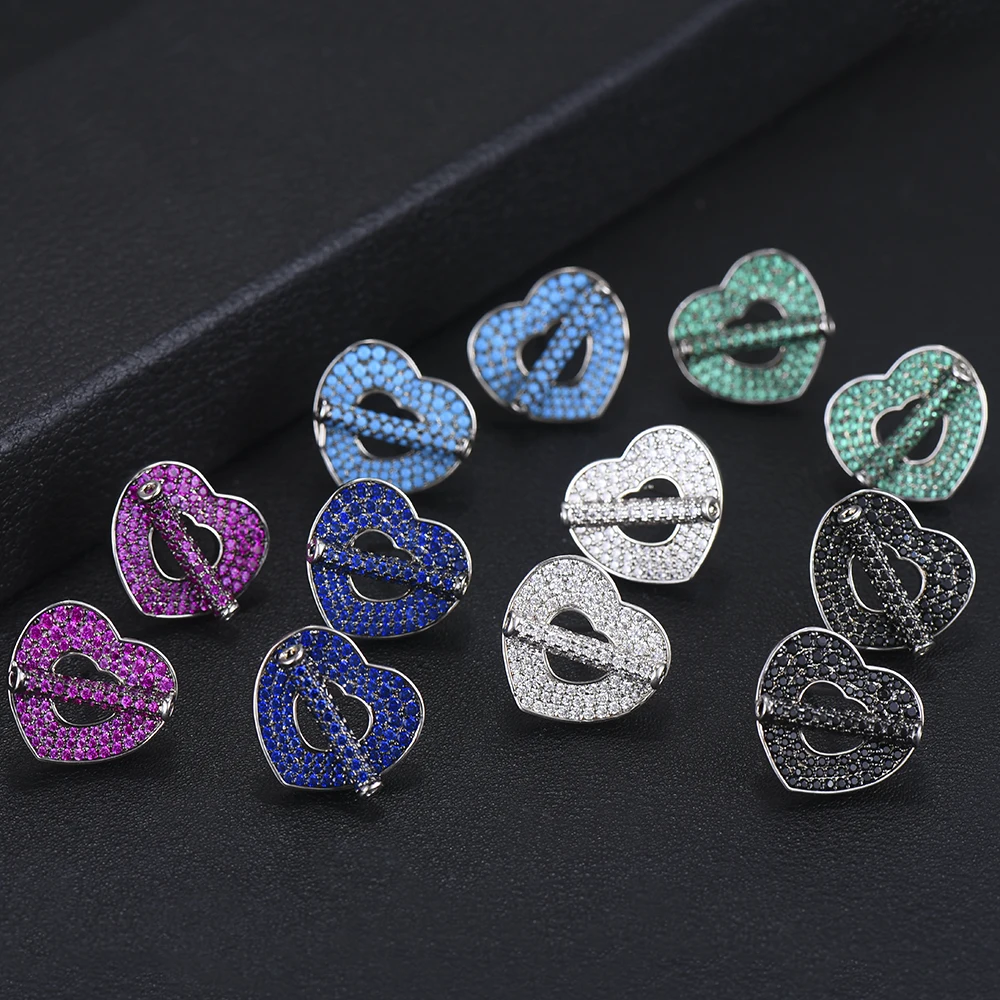 

LARRAURI Delicate Heart Stud Earrings For Women Engagement Bridal Wedding Wear Full Cubic Zirconia Crystal Earrings Jewelry 2019