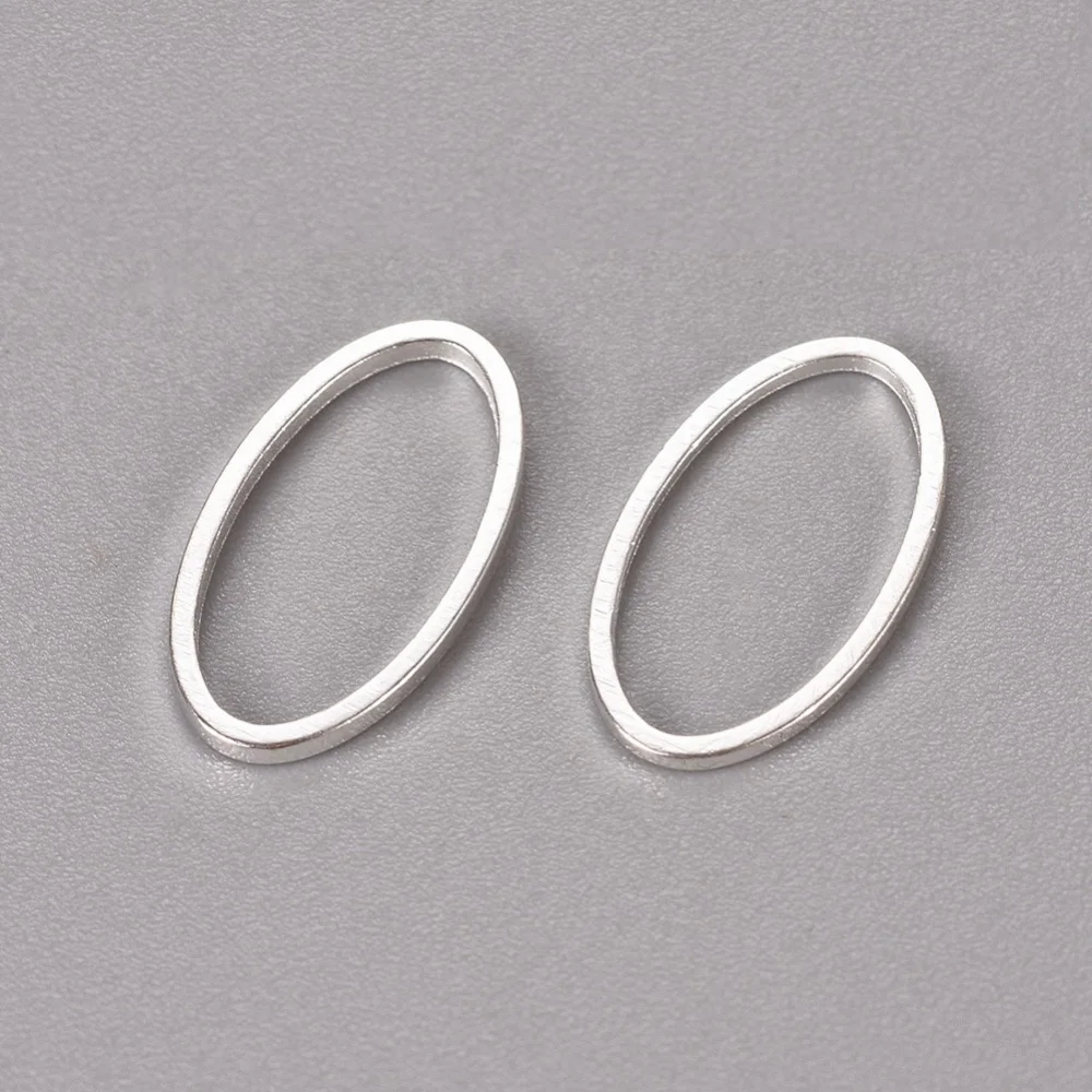 

100 pc Brass Linking Rings Oval Silver Color Plated about 8mm wide 16mm long 1mm thick