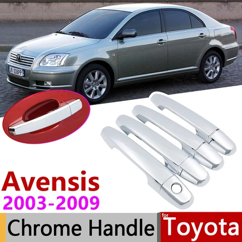 Для Toyota Avensis T250 T25 2003 ~ 2009 хромированная дверная ручка, автомобильные аксессуары, наклейки, набор отделки 2004 2005 2006 2007 2008
