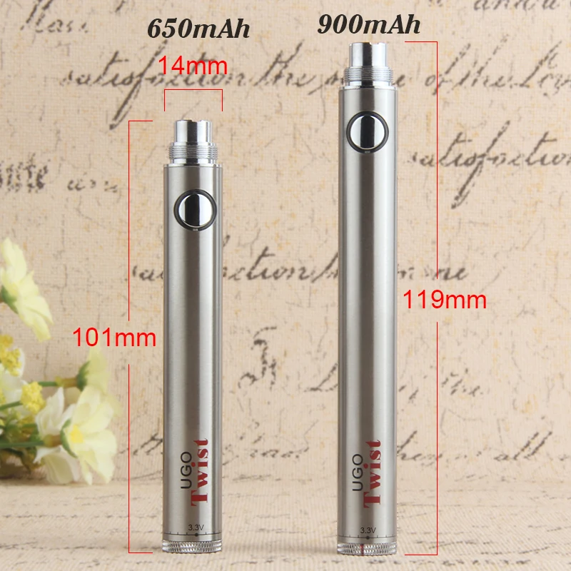 UGO Twist battery 650mah 900mah VV Vape ручка для эго 510 нить электронная сигарета распылитель USB сквозное зарядное устройство батарея