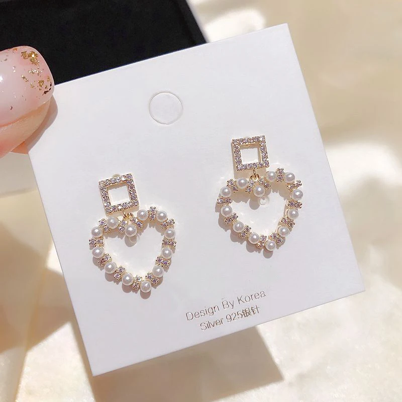 MIGGA серьги-подвески в форме сердца с микро кубическим цирконием женские серьги